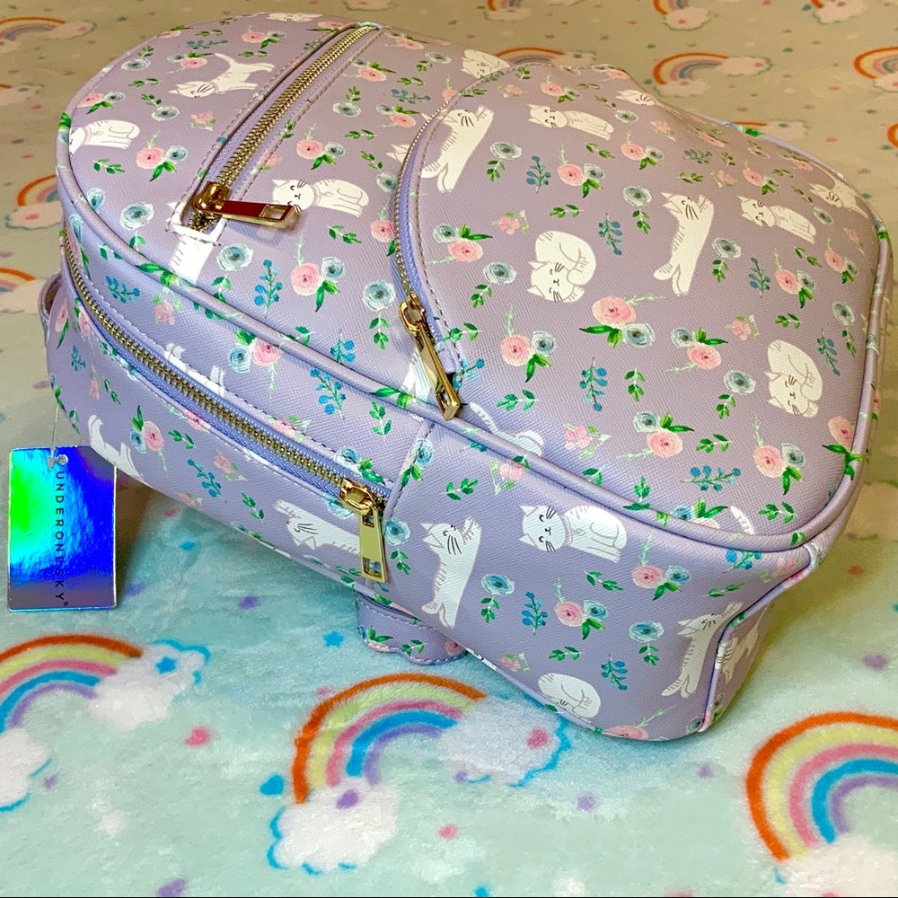 SOLD Under One Sky Cats Kittens Rosebuds Mini Backpack - Picture 8 of 15